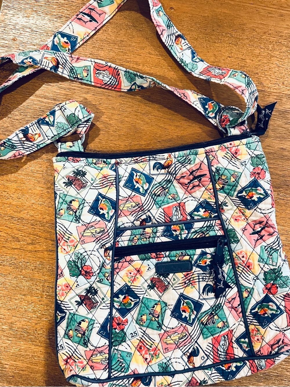 Vera Bradley Quilted Crossbody Bag with Colorful Stamp Print